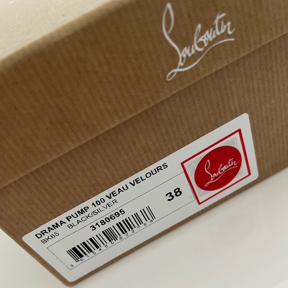 Drama Pump 100 Veau Velours Christian Louboutin Heels In Black/Silver, Size 38 - Picture 15 of 15
